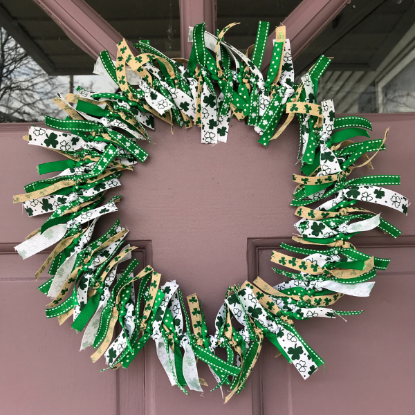 DIY St. Patrick's Day Ribbon Wreath 