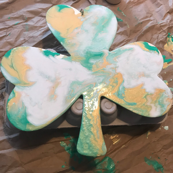 Dollar Tree Shamrock Paint Pouring craft idea