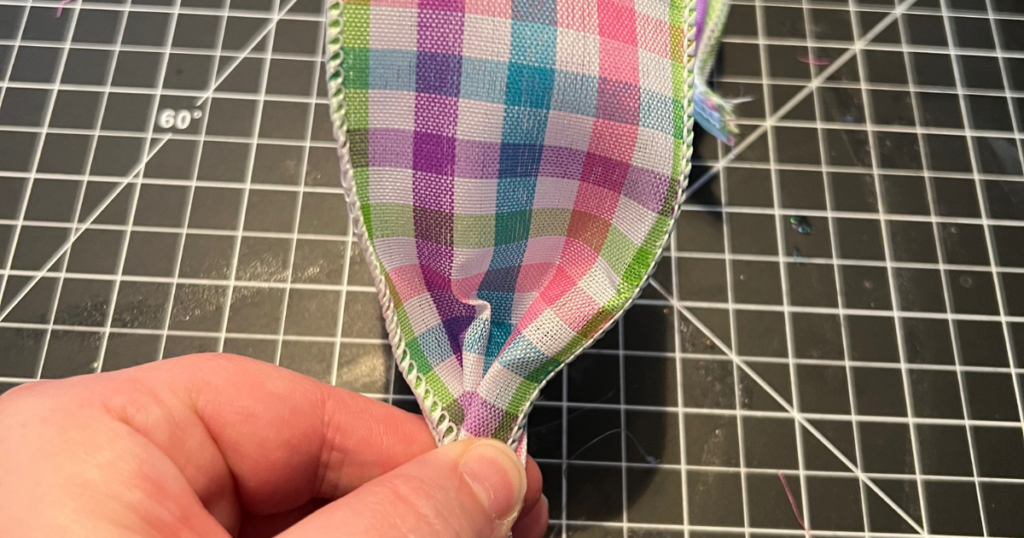 creating the bunny ears for Easter Basket Bow