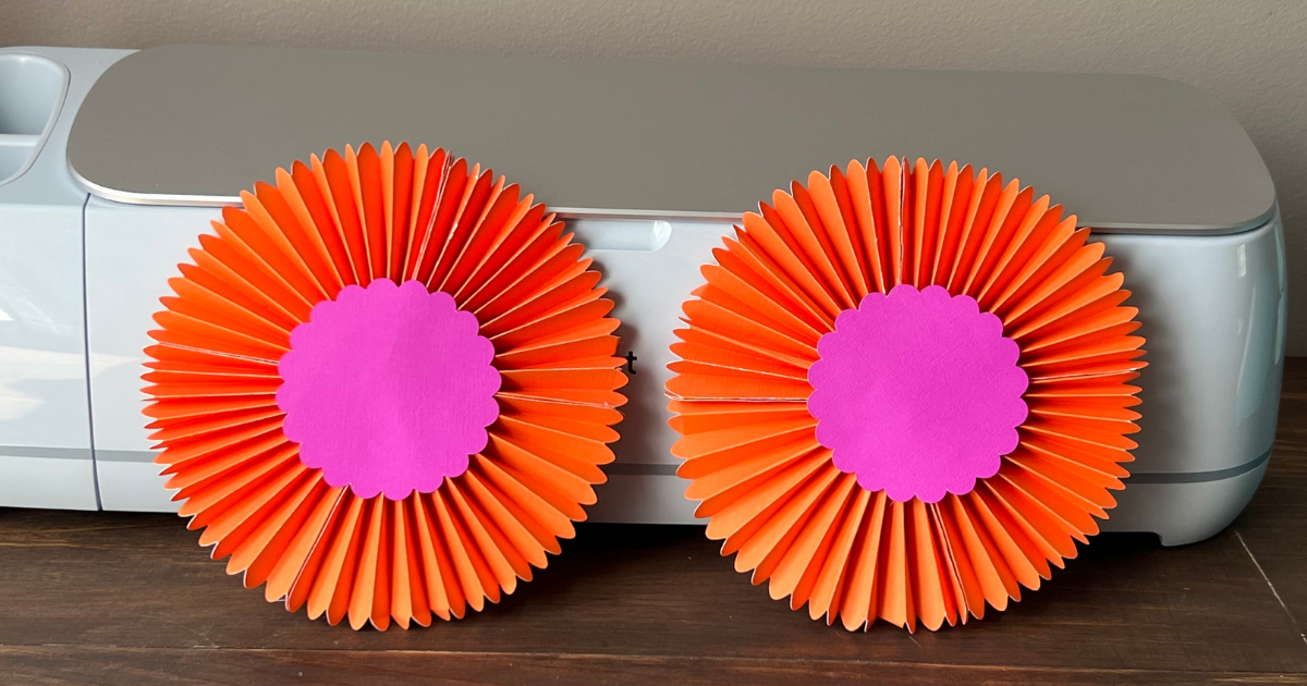 step by step how to make a rosette with Cricut