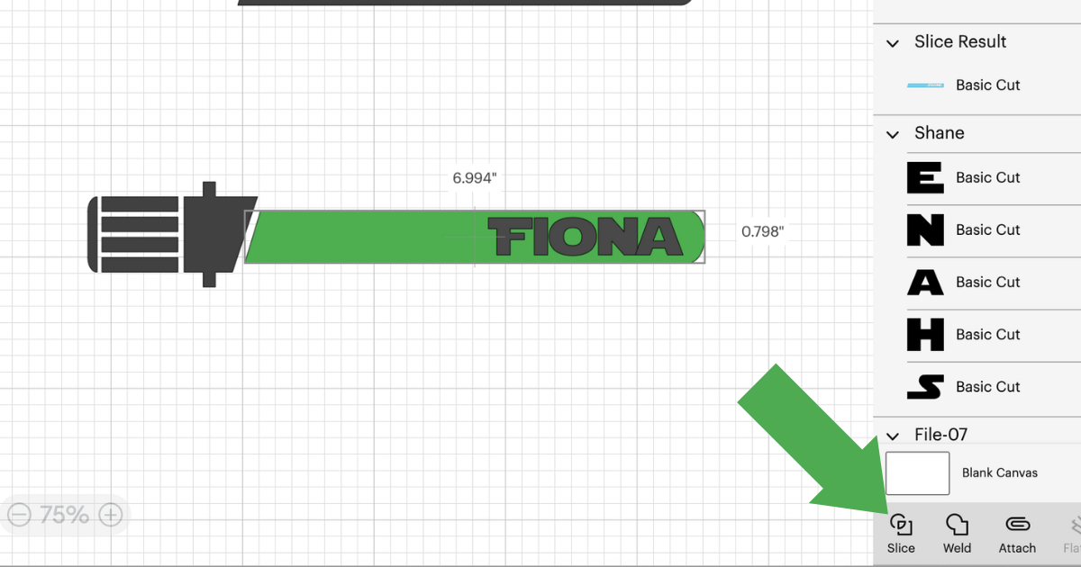 use the slice tool in Design Space to make the light sabers 