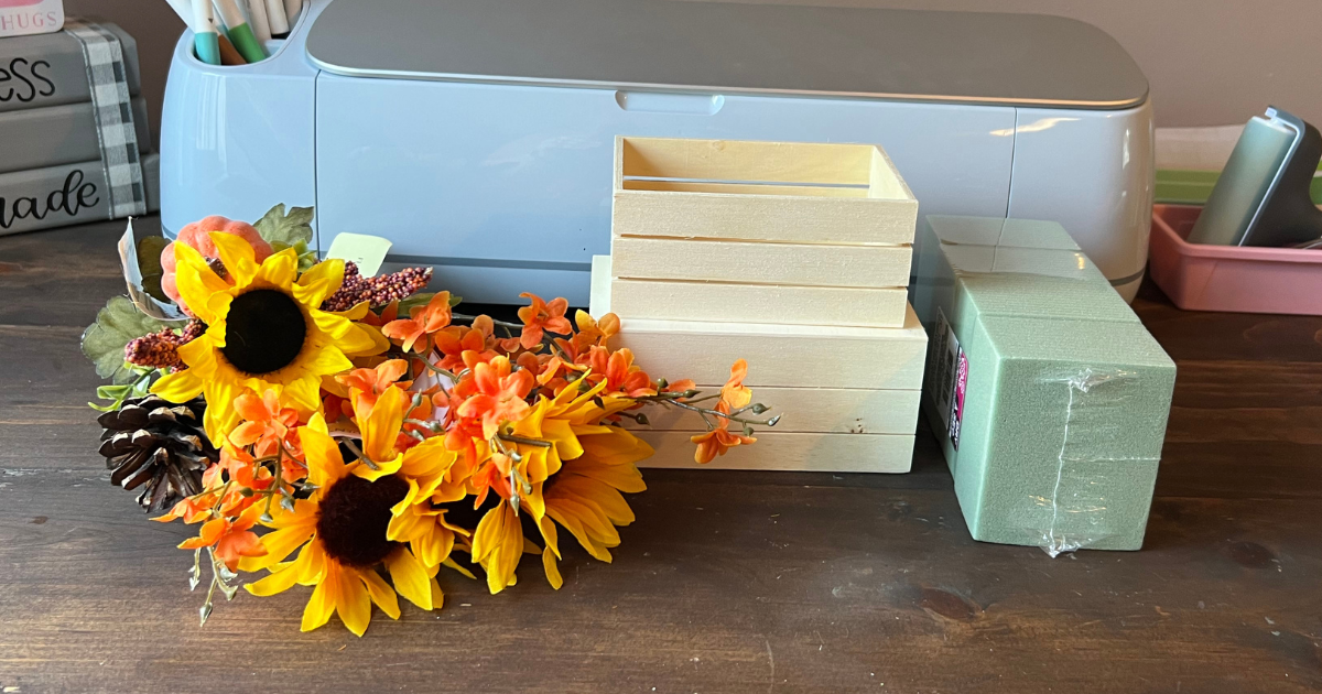 Dollar Tree Sunflower Centerpiece Supplies for fall diy