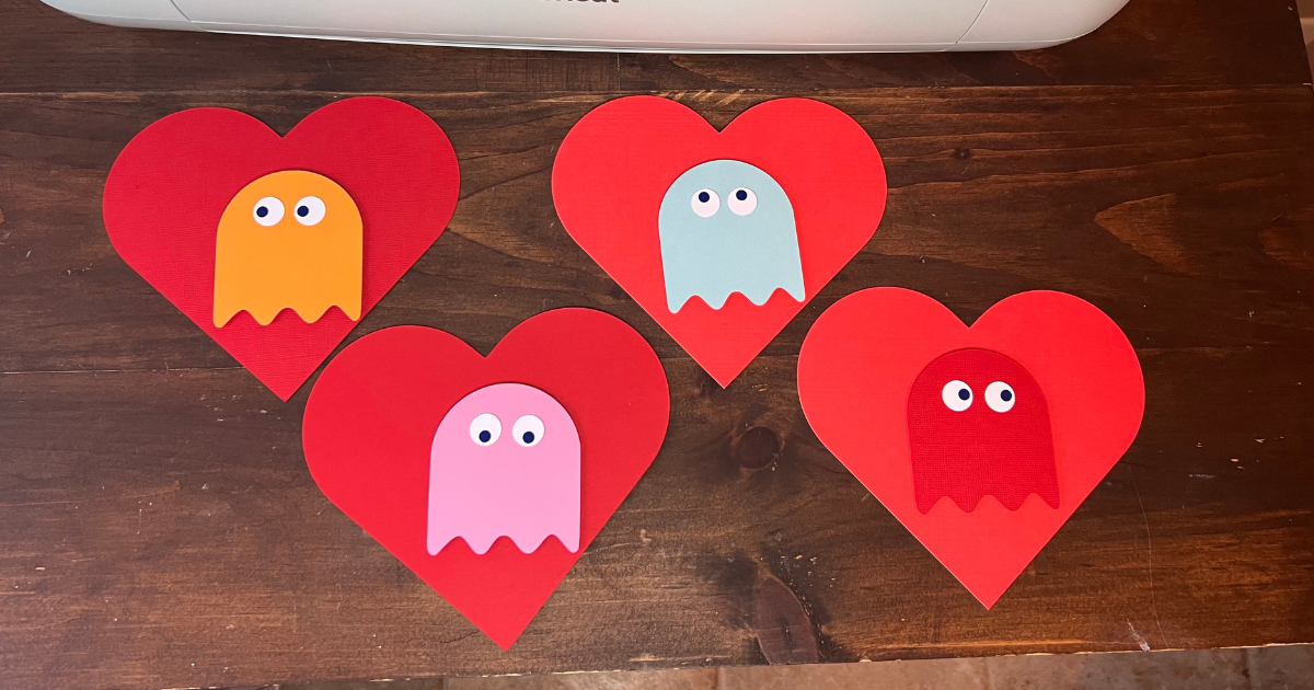 Pac Man Ghost on Hearts to make a Gamer Valentine